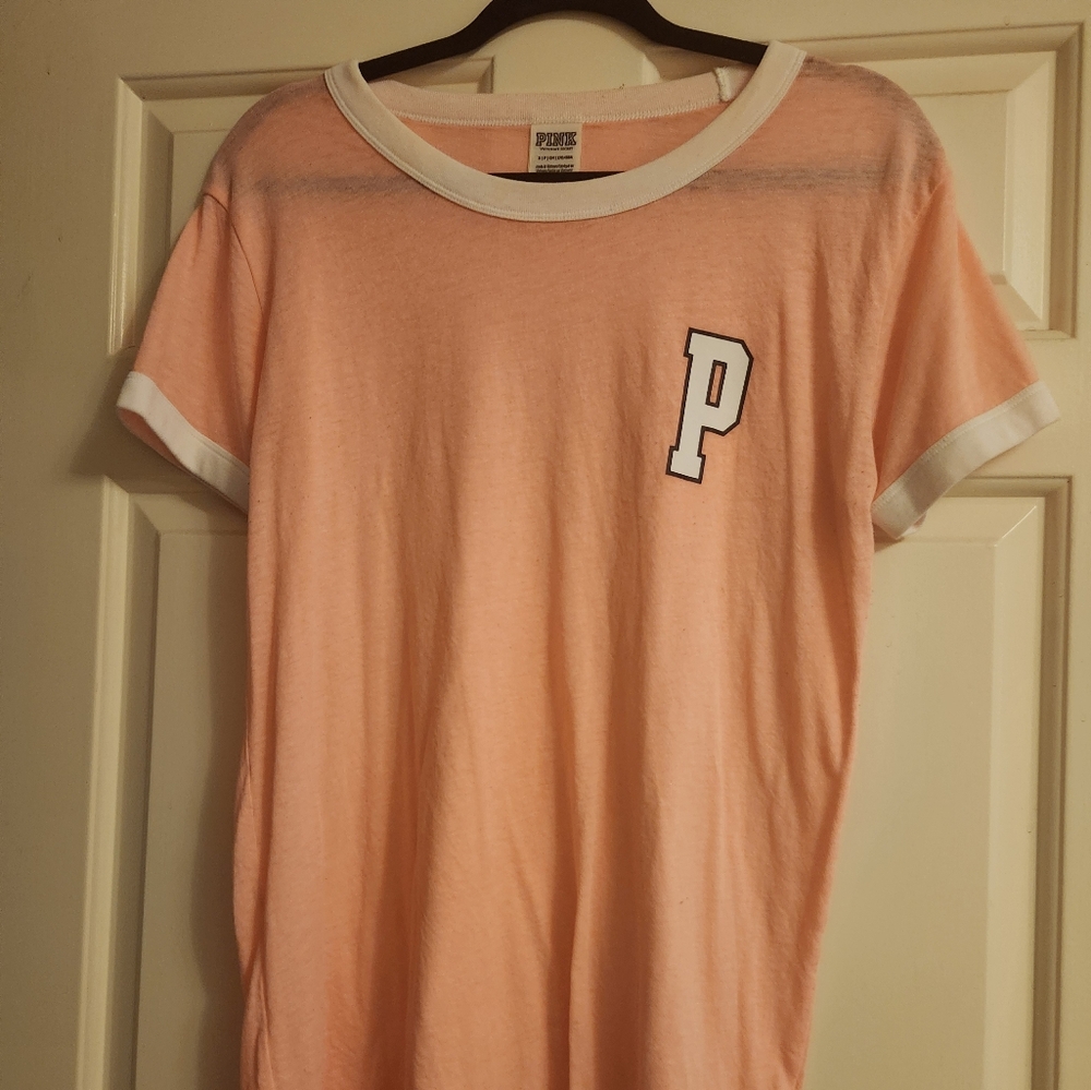 VS PINK peach pink ringer tshirt M